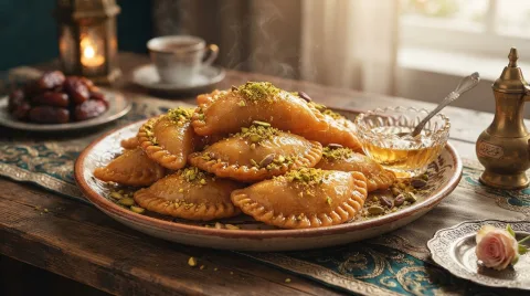 دسر قطایف عربی خوشمزه خانگی