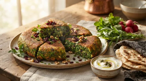 کوکو سبزی مجلسی و پفکی